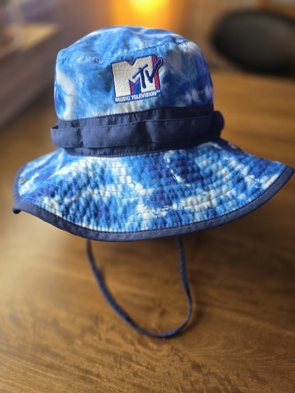 Mtv Music Television Blue White Tie Dye Bucket Cap Hat Fitted